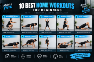 10 best home workouts for beginners including squats, push-ups, lunges and planks