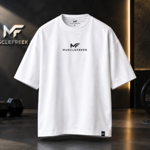 Muscle Freek White Oversized Gym T-Shirt for Men